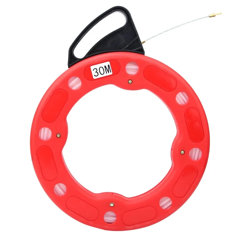 Extrator de carretel de fita de peixe de nylon de fibra de vidro, ferramentas de tração de fio não condutoras 4,0 mm 30 m
