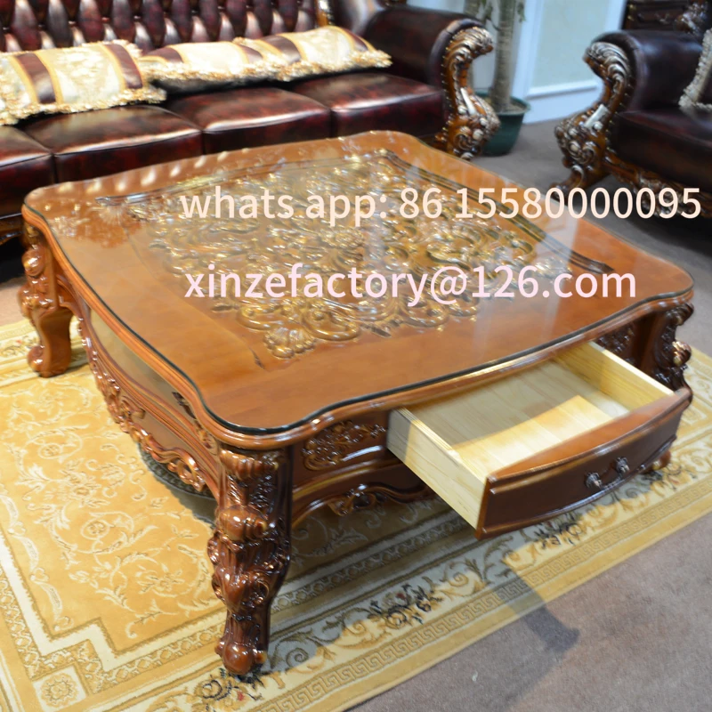 طاولة قهوة من الخشب الصلب الأوروبي قابلة للتخصيص كلاسيكية مجوفة #3