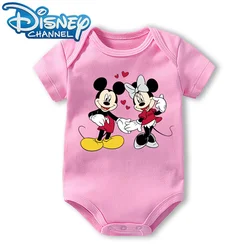 Baby Clothes Bodysuit for Newborn Infant Jumpsuit Boys Girls Disney Mickey Mouse Cat Short Sleeves Romper Onesies 0 To 12 Months