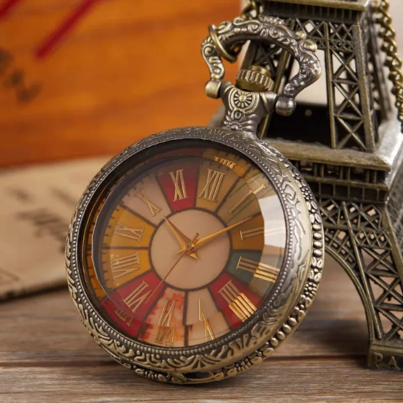 Pocket watch, transparent flip, ancient Roman scale turntable pocket watch