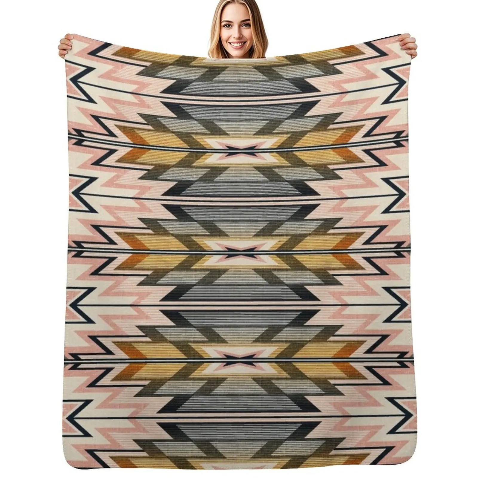 

Southwest Blanket Rug in pink sand Throw Blanket Year Round Soft Comfortable Blanket for Home