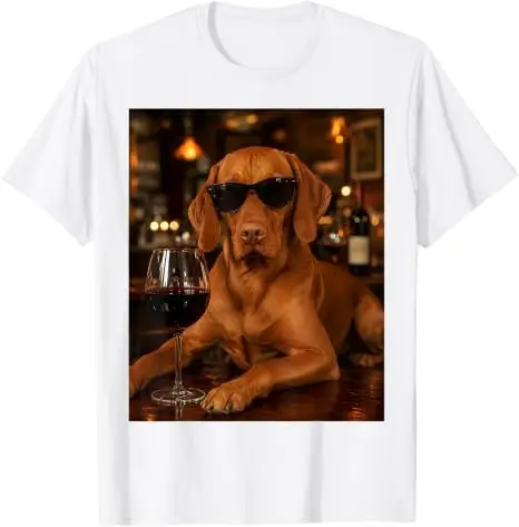 Vizsla trinkt Wein Sonnenbrille Lustiges Hunde-Meme T-Shirt Y2k Bar-Kunst Vizsla trinkt Wein Hund Grafik Ästhetische Kleidung Grafik – Detail 21