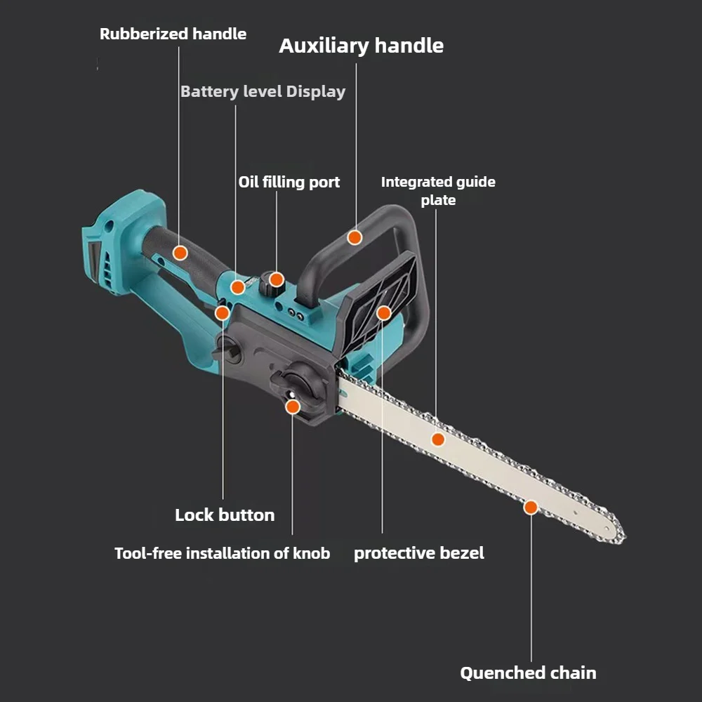 VILASTING 12IN Brushless GardenTrimming Electric Chain Saw 600W Cordless Wood Cutting For Makita/Dewalt/Milwaukee 18V BatteryPin