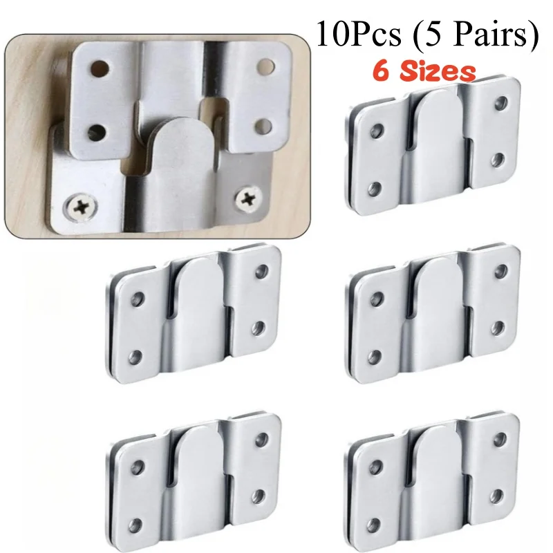 10pcs Flush Mount Bracket Interlock Hanging Buckle Furniture Connector Wall Picture Frame Hanger Display Photo Frames Hooks