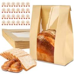 LMETJMA Large Bread Bags for Homemade Bread Sourdough Paper Bread Bags with Clear Window Bakery Bags for Cookies Cakes JT298