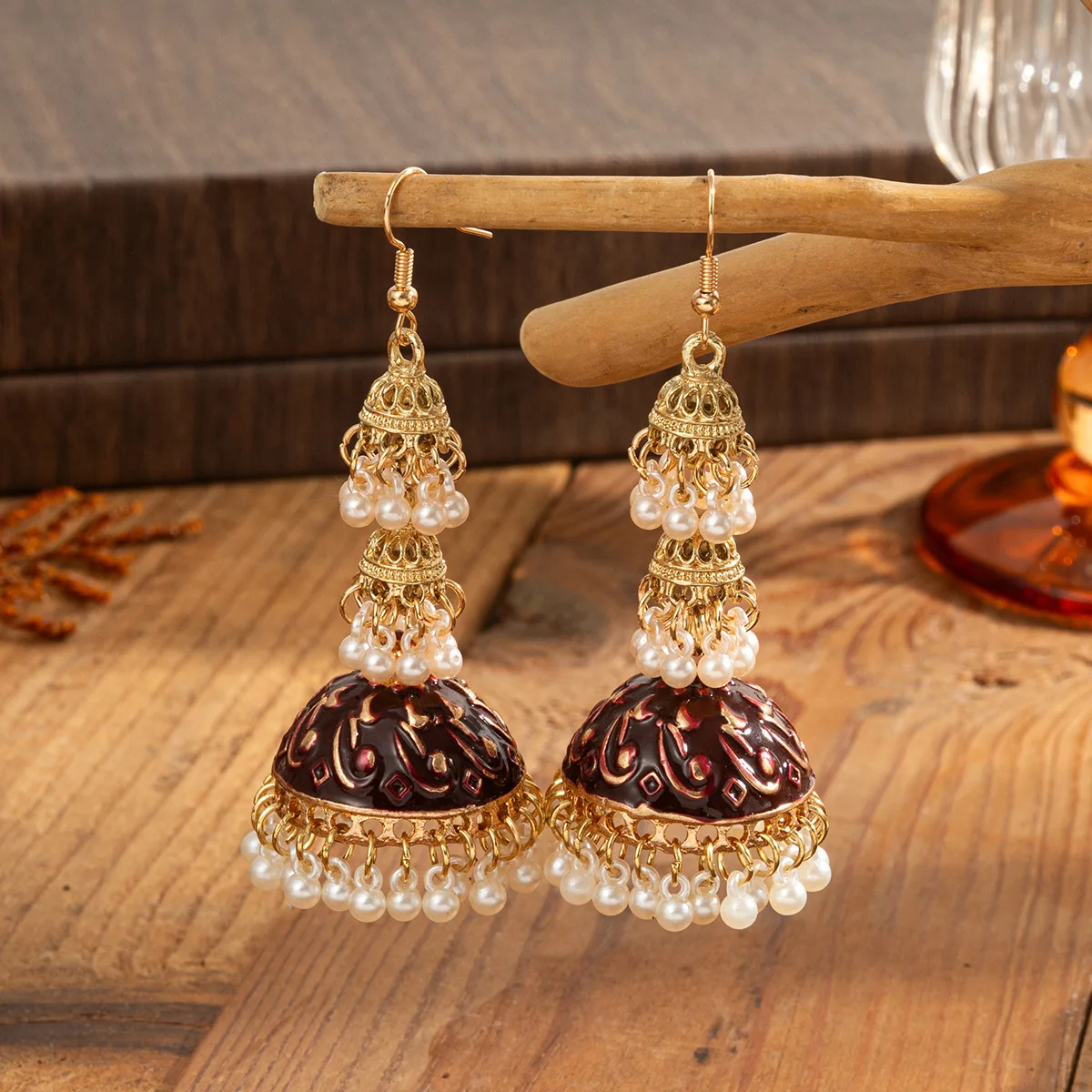 Retro Ethnic Gold Color Jhumka - Indian Wedding Supply ulasan dan harga