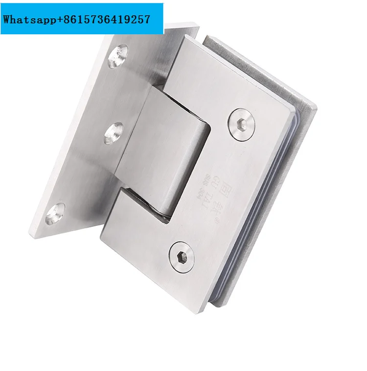 

Glass Door Bathrooms Stainless Steel 304 Wall Mount Glass Fixing Clip Shower Nickel Brush Door Hinge (90 Degrees is open)