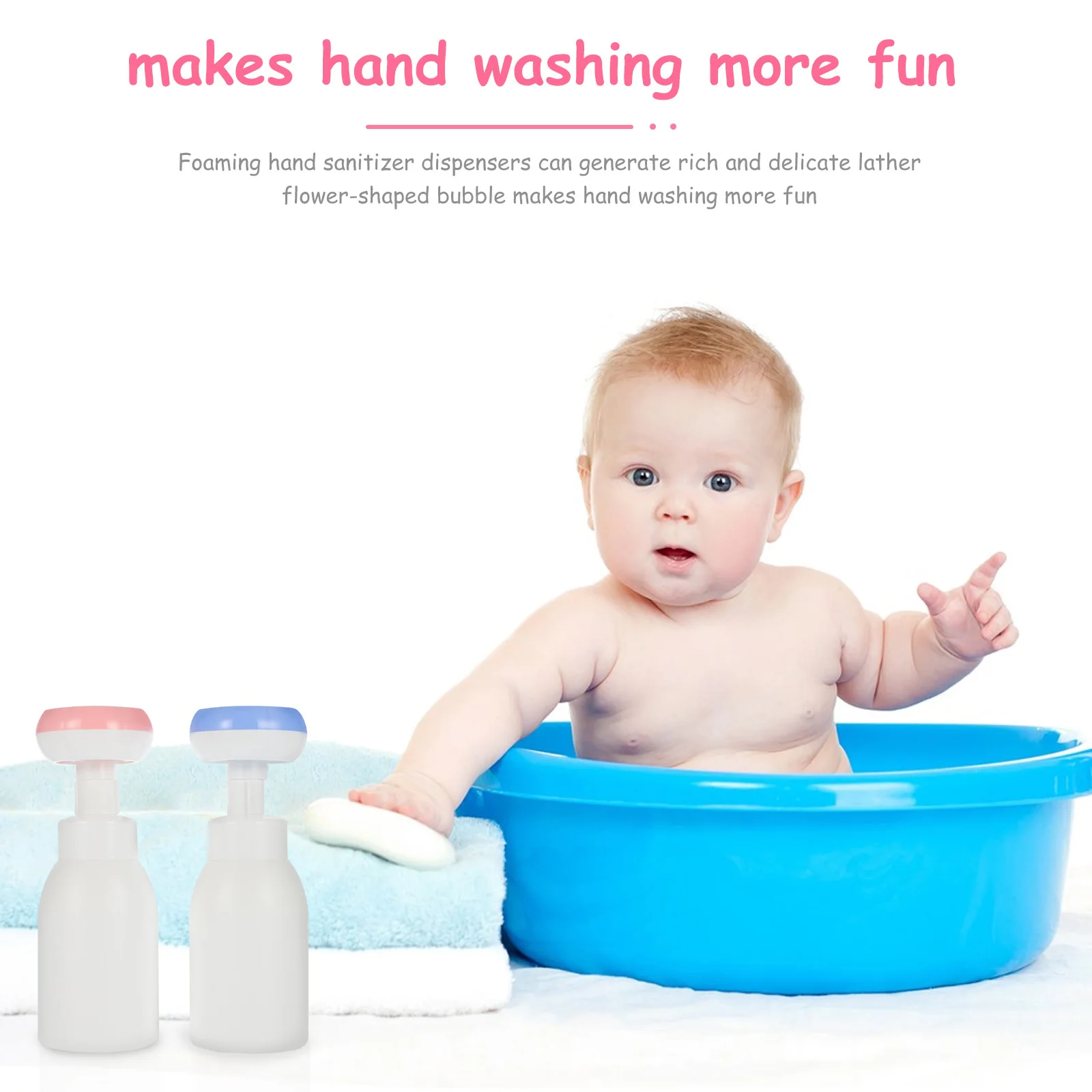 

2Pcs Foaming Bottle Flower Bubble Maker Pump Dispenser Lightweight Travel Refillable Hand Soap Dishwashing Cream Foam Bottle