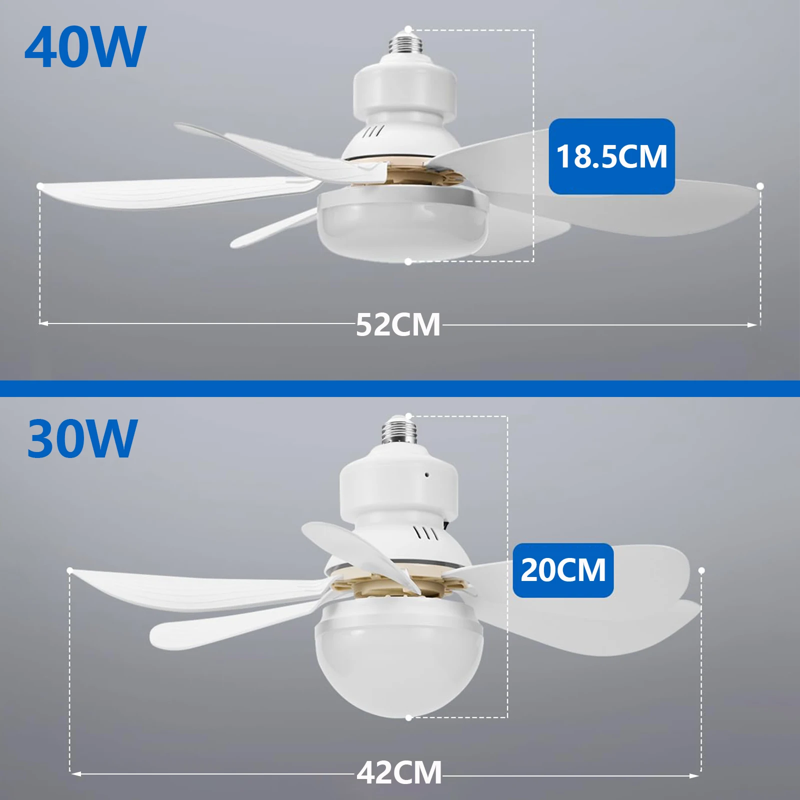 20.5-inch LED 40W ceiling fan light E27 with remote dimming function, suitable for living room, study, and home use, 85-265V