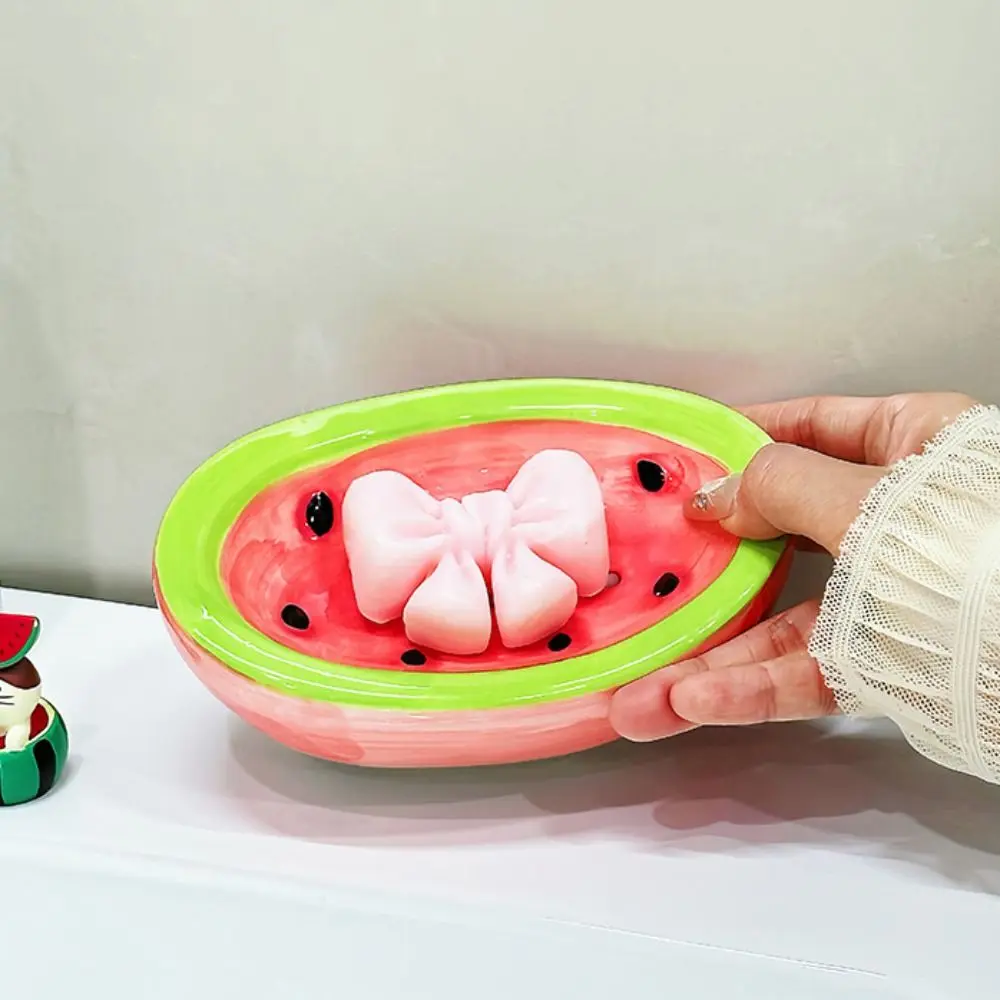 

Ceramic Carrot Soap Box Cartoon Cute Watermelon Soap Dish Self Draining Multi-Purpose Bathroom Storage Rack Kitchen