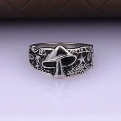 Wild Mushroom Star Flower Pattern Rings for Men and Women Retro Punk Statement Couple Ring Nightclub Hip Hop Biker Ringwholesale