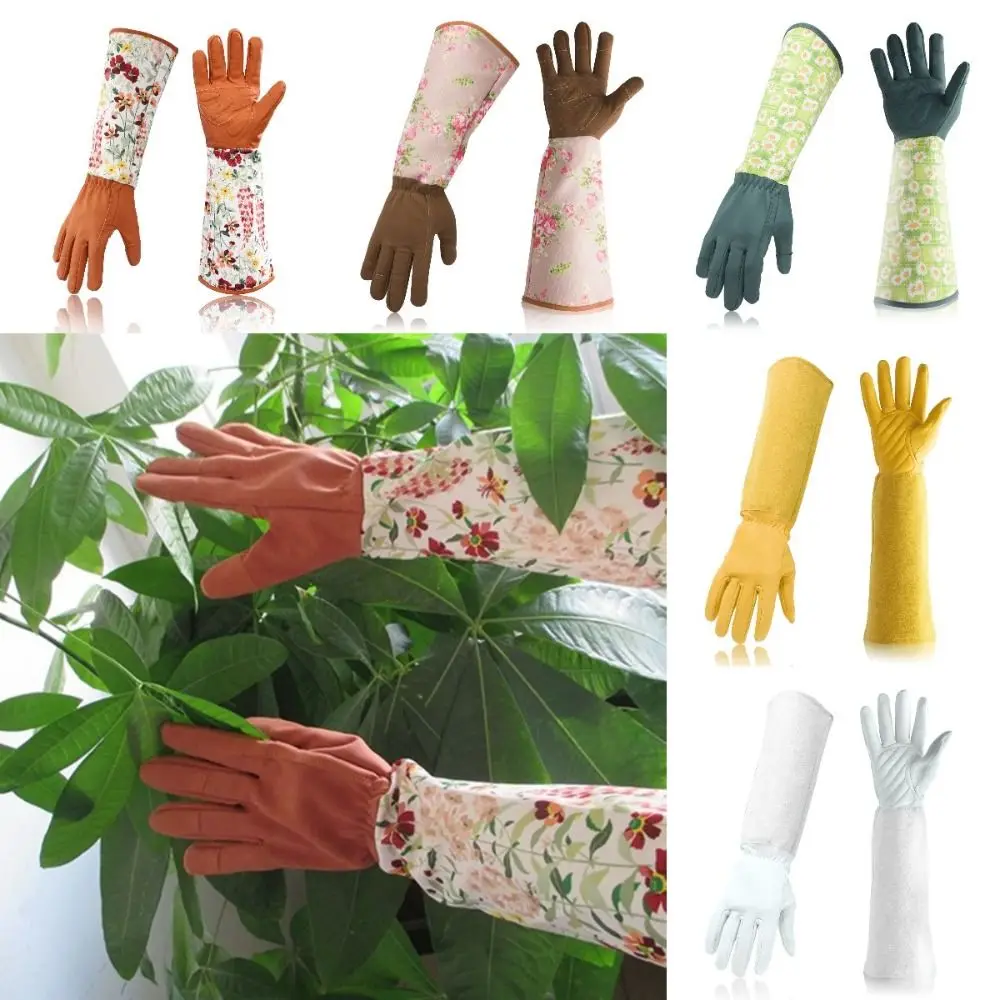 

Long Sleeve Gardening Gloves Thorn Proof Breathable Home Labor Gauntlet Floral Print Gift Rose Pruning Gloves Plant Flowers