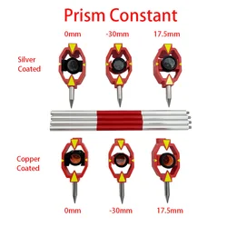 Offset 0/17.5/-30mm Mini Prism Silver/Copper Coated With Aluminium Alloy 4 Poles Replacement For Leica Total Stations Surveying
