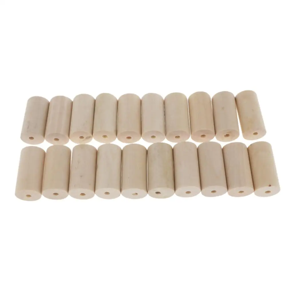 Grânulo De Tubo De Madeira Sólida Natural, Cilindro Inacabado, Decoração Artesanato DIY, 20 Pcs