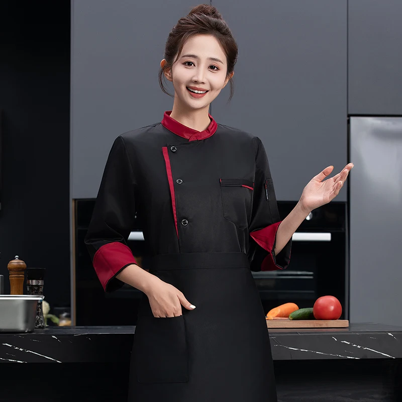 Ristorante Catering Giacca da cuoco Uomo Donna Camicia a maniche lunghe Hotel Cucina Uniforme Cameriere Abbigliamento da lavoro Panetteria Cucina Chef Cappotto Top