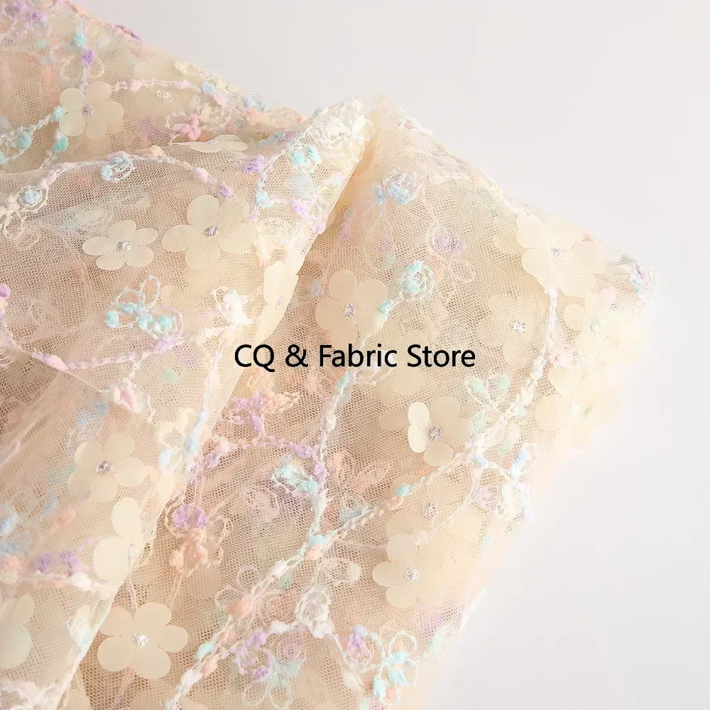 

Новая сетчатая ткань с цветочным принтом в форме сердца с блестками и вышивкой для украшения платья, швейные аксессуары