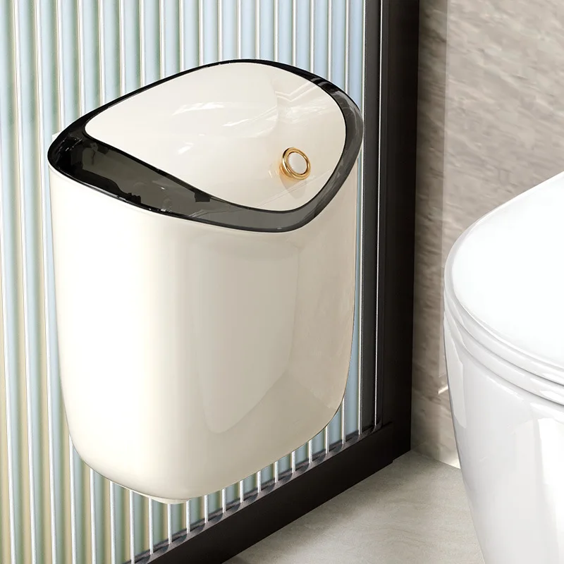 Wall-mounted Trash Can, Food Waste, Seam Storage, Household Bathroom Trash Can with Lid