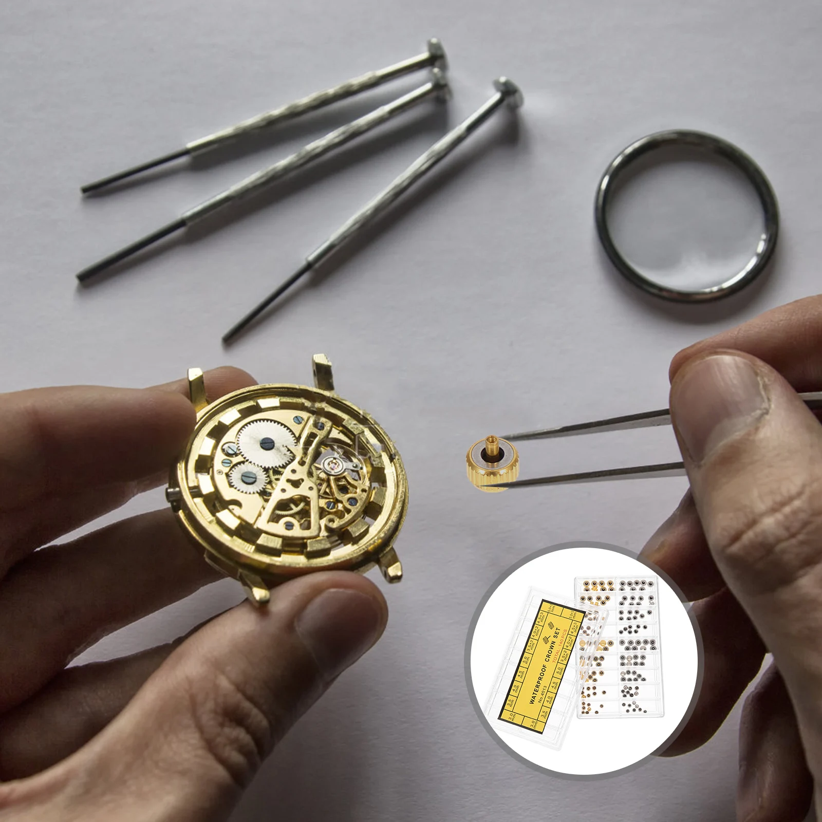 

Watch Crown Parts Replacement Repair Accessories Sturdy Material Long Service Life Watchmakers Tools Plastic Alloy Components