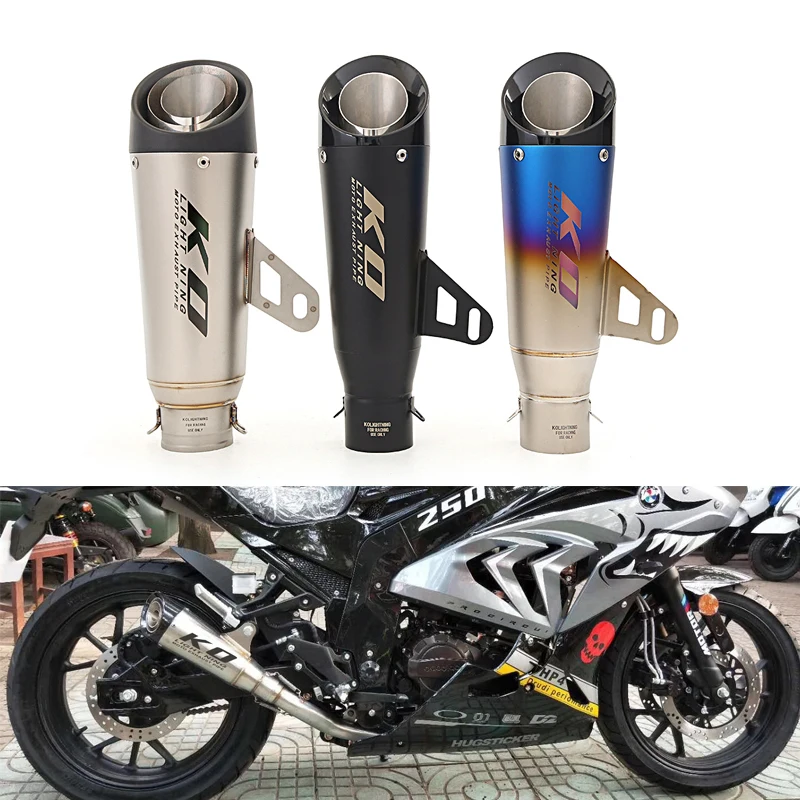 

Universal Motorcycle Exhaust Muffler Tail Pipe 310mm Stainless Steel 38-51MM Exhaust System Modified For ATV Street Bike Scooter