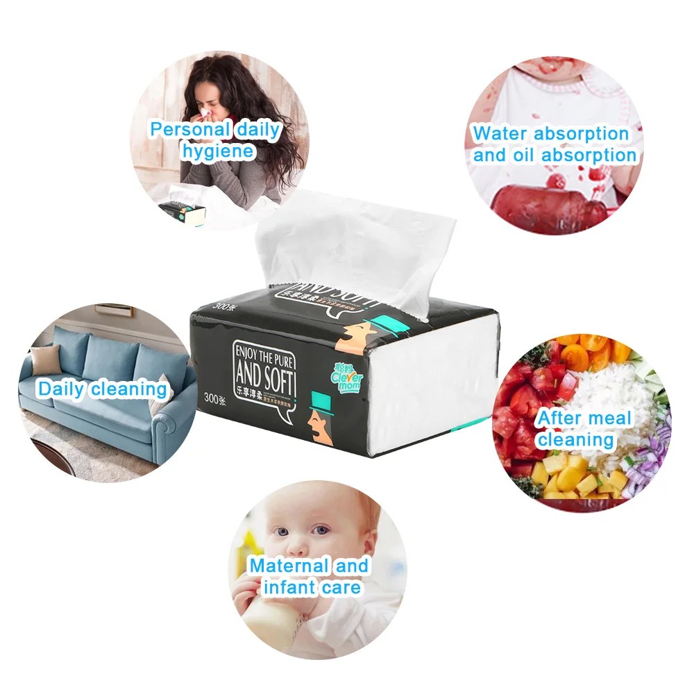 Dinner Table Napkins 4 Layers 300 Sheets Toilet Paper Tissue Household Pure Wood Pulp Paper Towel Disposable