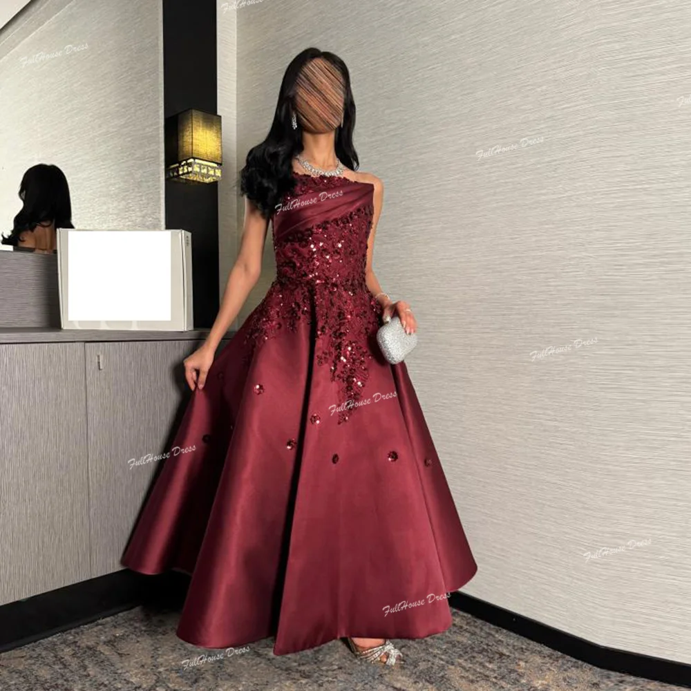 

Custom Made Stunning Boat Collar Satin Beading Sequins Lace Evening Dress A-line Tea-Length Lace up Back Dreap Prom Dress