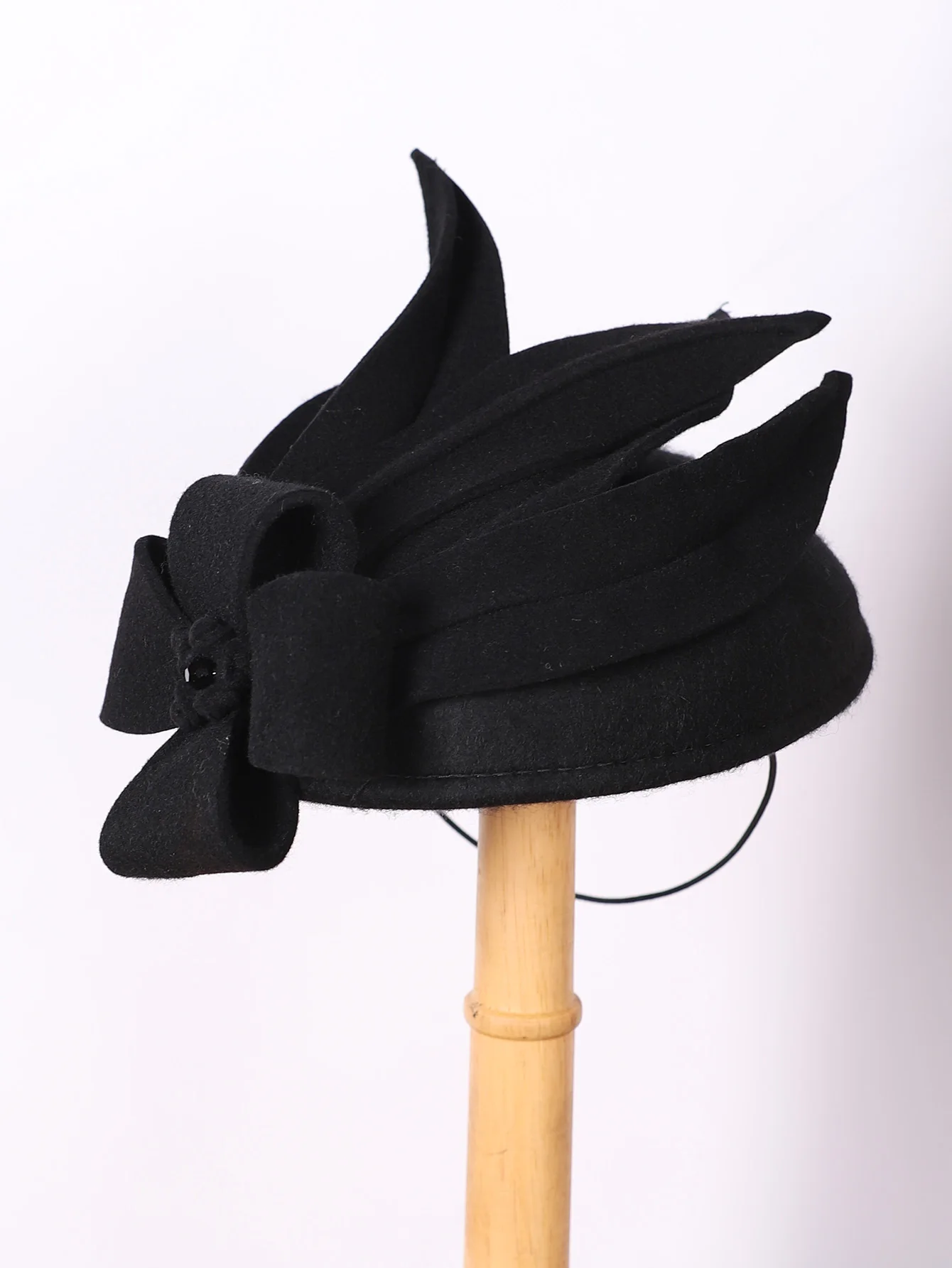 FS Wool Felt Fascinators Hats For Women Elegant Flower Black Pillbox Hat Vintage Wedding Dress Fedoras Church Ladies Formal Caps