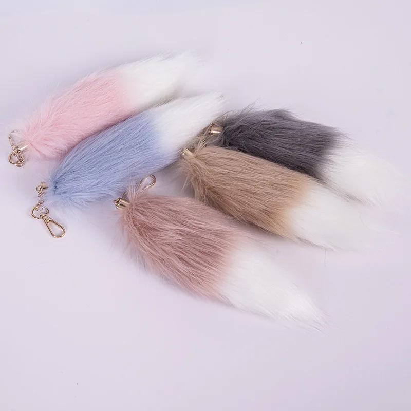 جديد أفخم الثعالب الراكون الذيل سلسلة مفاتيح سحرية لطيف الكرتون الفراء قلادة سيارة كيرينغ ظهره الديكور مجوهرات الأزياء للنساء