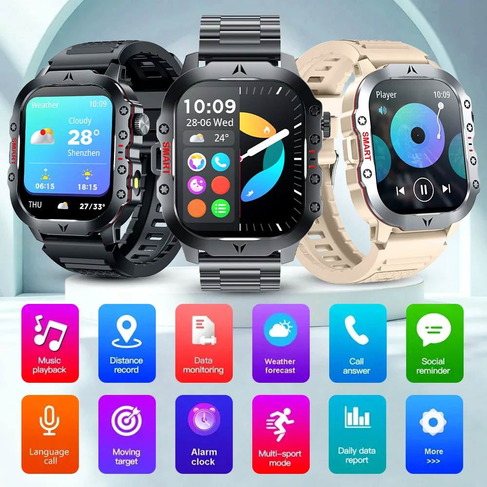 CanMixs Flashlight Smartwatch with 2.01” Display, IP68 Waterproof,100+ Sports Tracking & Wireless Call Functionality smart watch