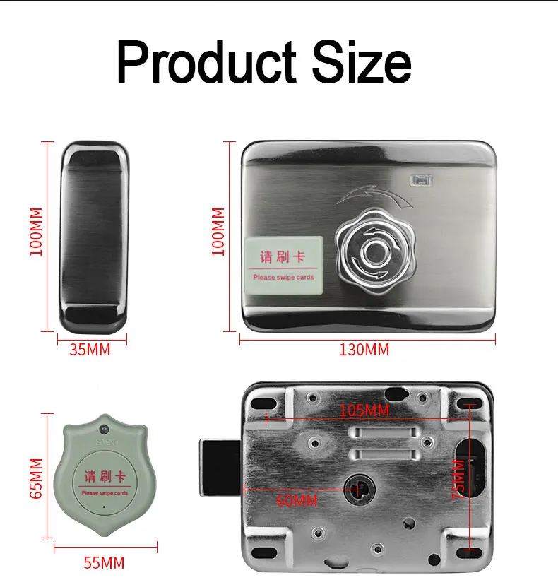 DC12V Metal Electric lock gate lock Access Control system Power Supply+ Door Exit+ ID Keyfobs