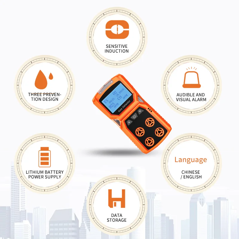 Multi Gas detektor Gaszähler o2 h2s co lel 4 in 1 Sauerstoff Schwefel wasserstoff Kohlen monoxid Brenngas Lecks ucher