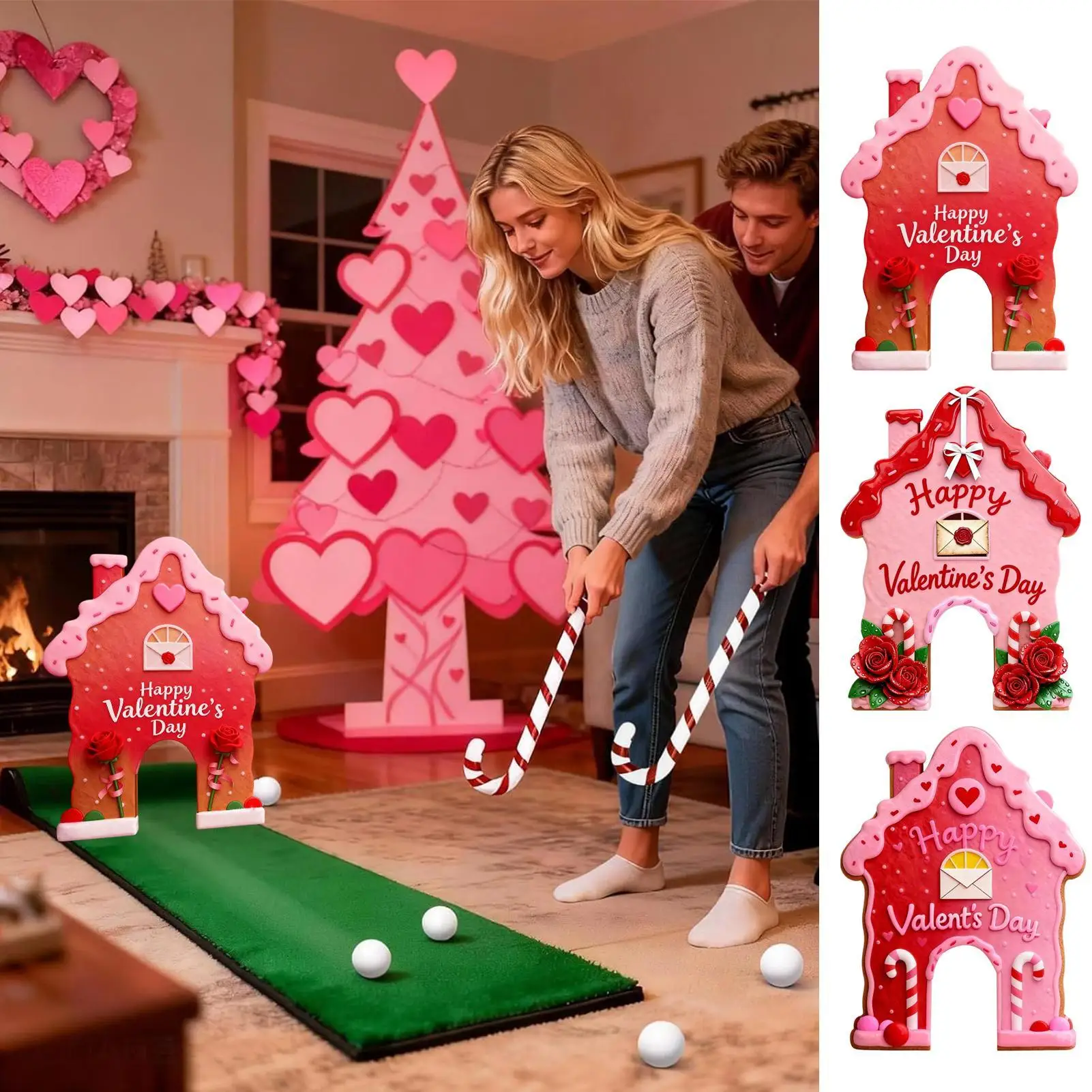 Kerst Peperkoek Golfspel Grappig Draagbaar Binnen Buiten Vakantie Mini Speelgoed Kerst Mini Golf Party Game Voor Thuis Kamer