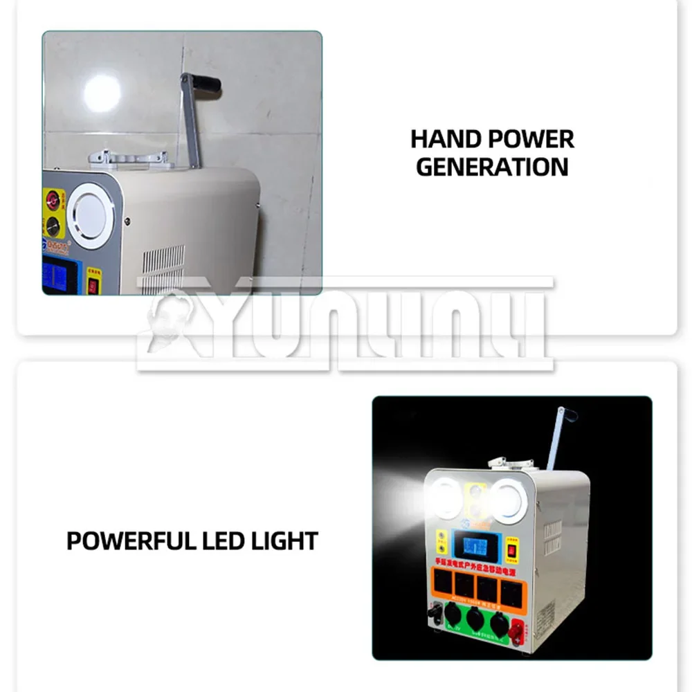 مولد كرنك اليد AC220V 1500 واط شحن الهاتف المحمول الكنز عالية الطاقة سعة كبيرة في الهواء الطلق DC12V 120 واط 2025 جديد