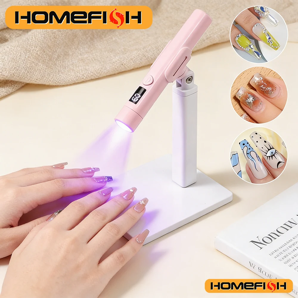 Rechargeable Portable UV LED Nail Lamp - Gel Polish Drying Desk Stand Light Support Base for Nail Art