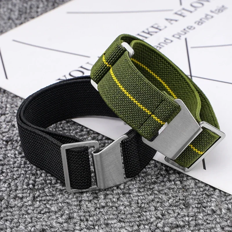 For Tudor Parachute Elastic Nylon Woven High Density Knitting Watchbands Men\'s Black White 18/20/22/24mm Replace Watch Strap