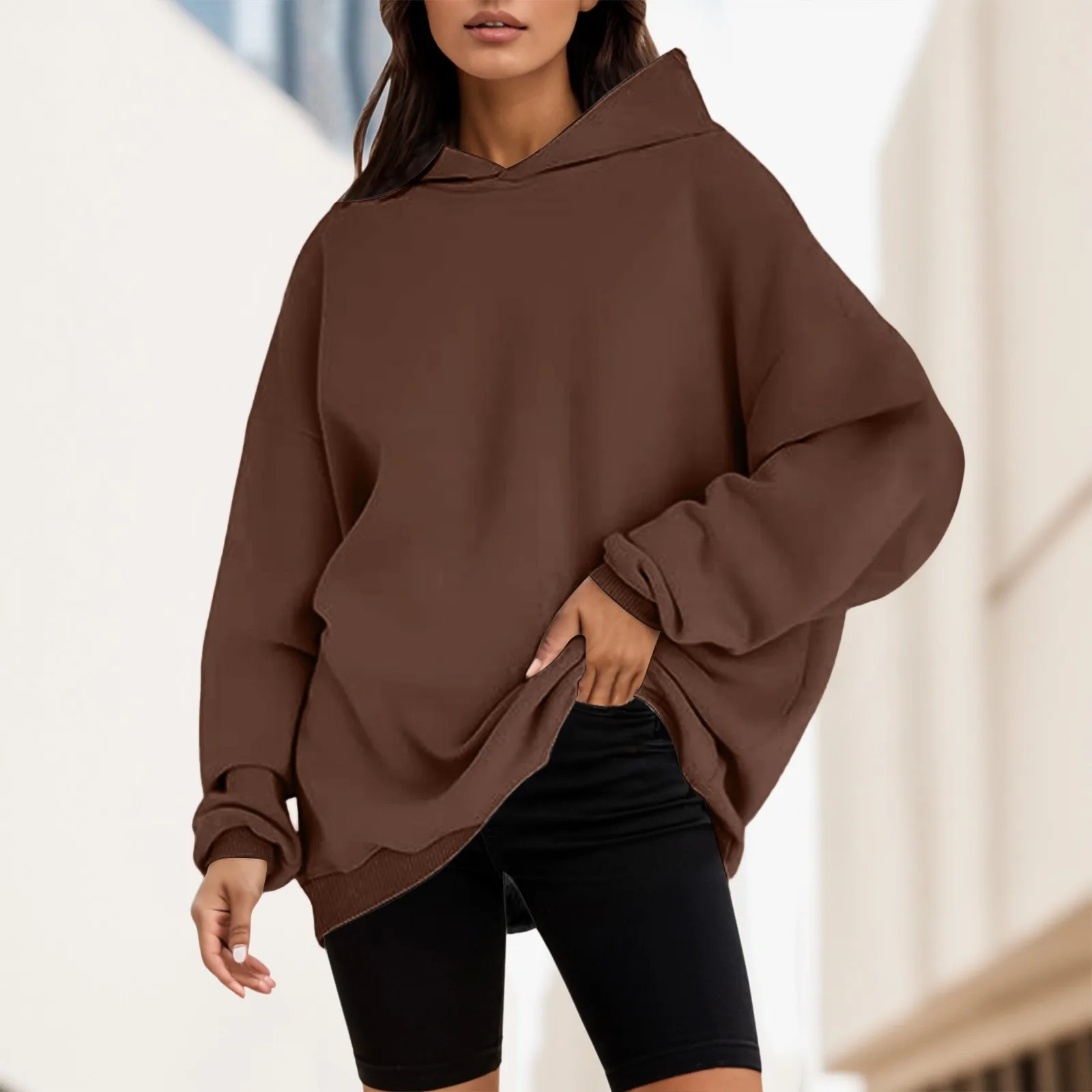 Womens Oversized Sweatshirts Pullover Hoodies Artificial Short Velvet Oversized Hoodies Fleece Hooded Sweatshirts Comfy Casual