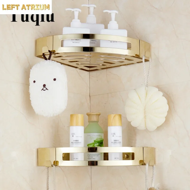Bathroom Shelves Corner shelf Chrome/Gold Stainless Steel 304 Wall Bathroom Shelf Shower Caddy Rack Bathroom Accessories Shelves