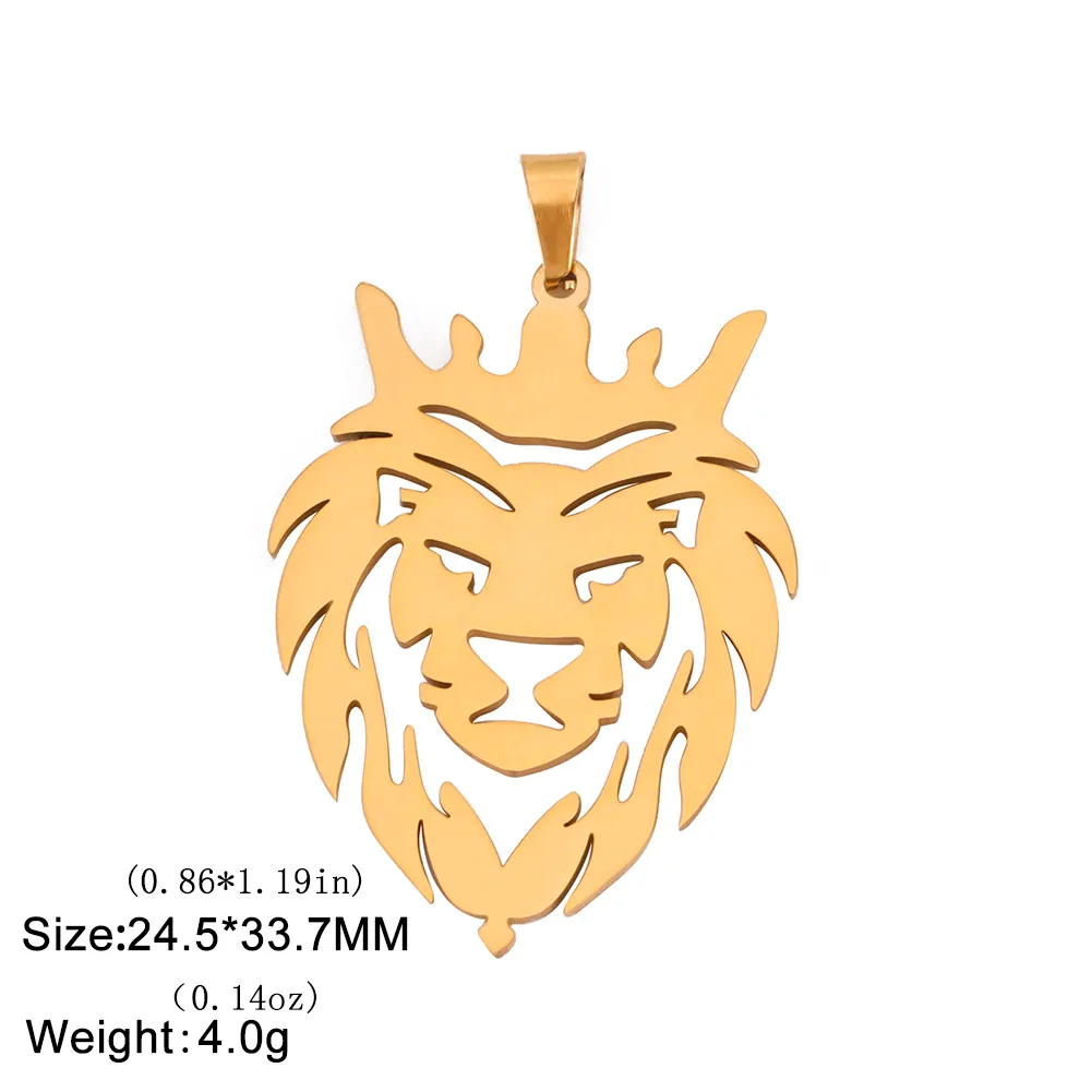 Stainless Steel Lion Pendant Jewelry Handmade Animal Crown Lion Men\'s and Women\'s DIY Earrings Necklace Jewelry Gift