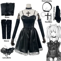 MisaMisa Cosplay Costume Misa Amane Imitation Leather Sexy Dress +Neck jewelry+stockings+necklace Uniform Outfit Halloween Wig