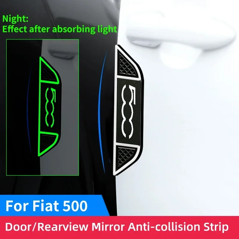 

For Fiat 500 500C 500X Car Door Anti-collision Strip Door Luminous Anti-collision Rearview Mirror Scratch Protection Strip