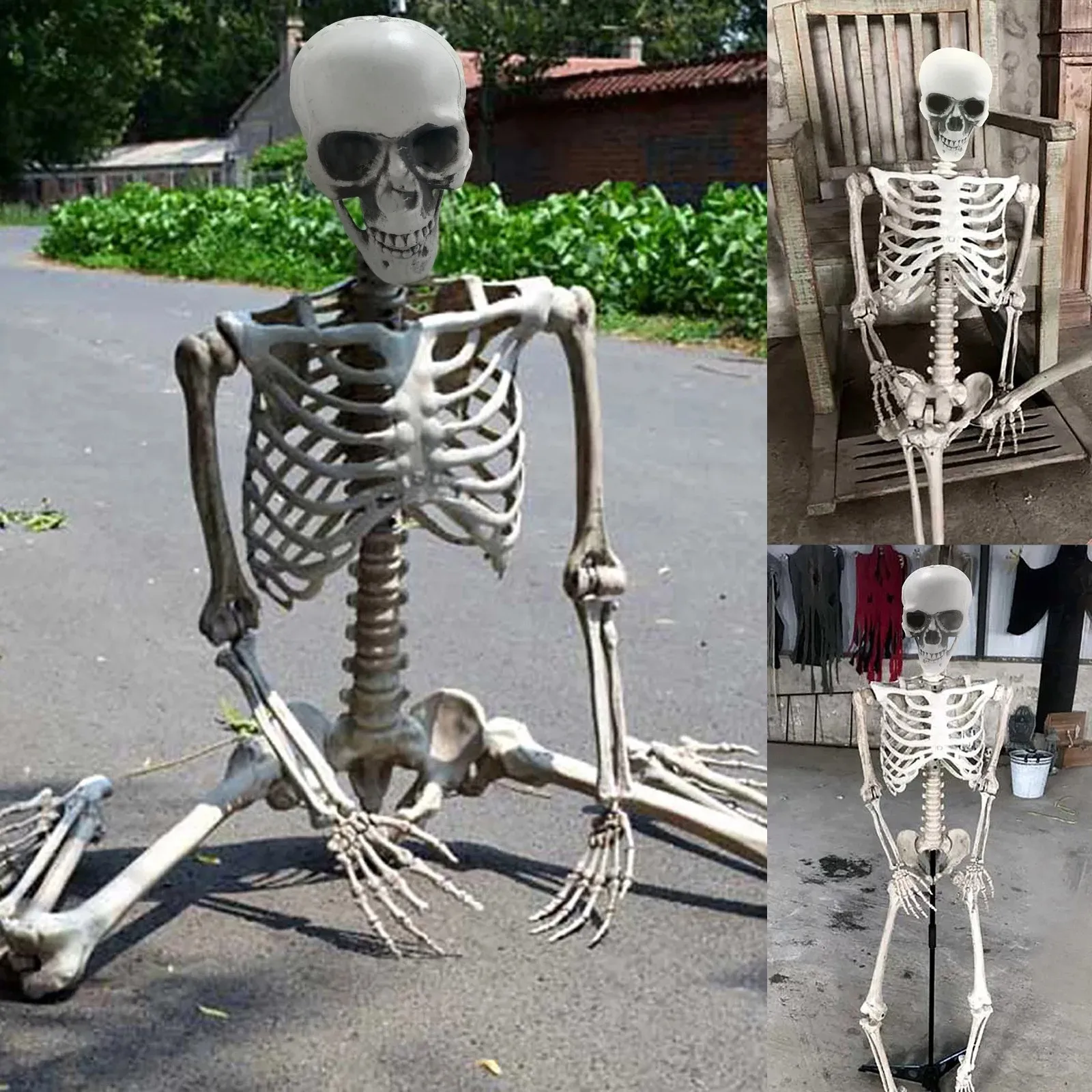 70cm Halloween Skeleton Simulation Human Plastic Skeleton Prop Skeleton Decor Movable Poseable Full Life Size Human Skeleton