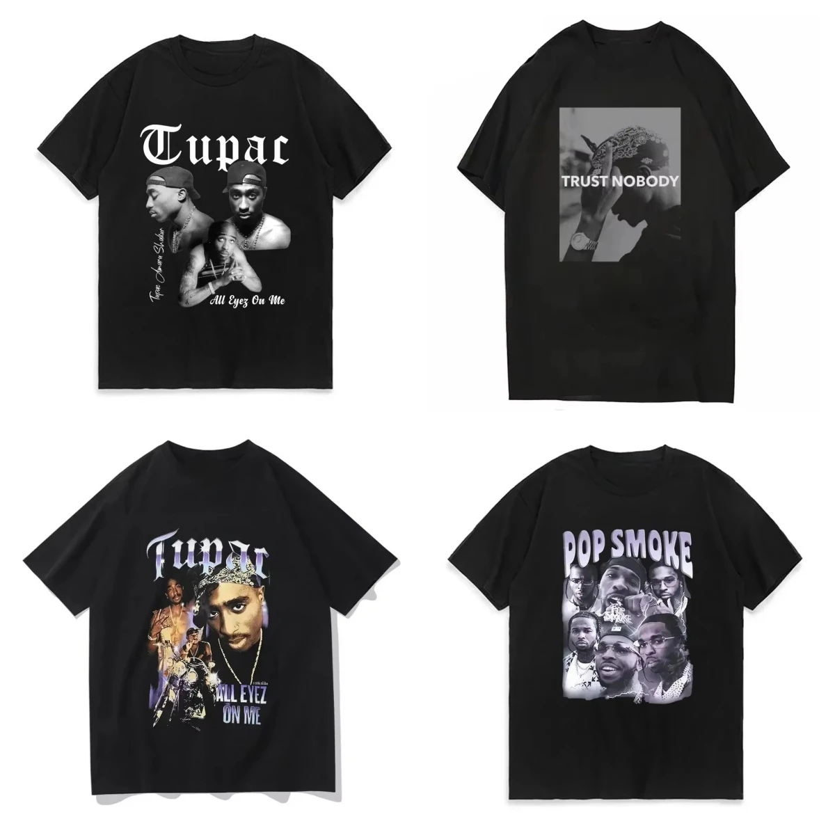 

Унисекс, высококачественная футболка Tupac Rapper в стиле хип-хоп, уличная футболка, лето 2025, свободная футболка высшего качества с короткими рукавами