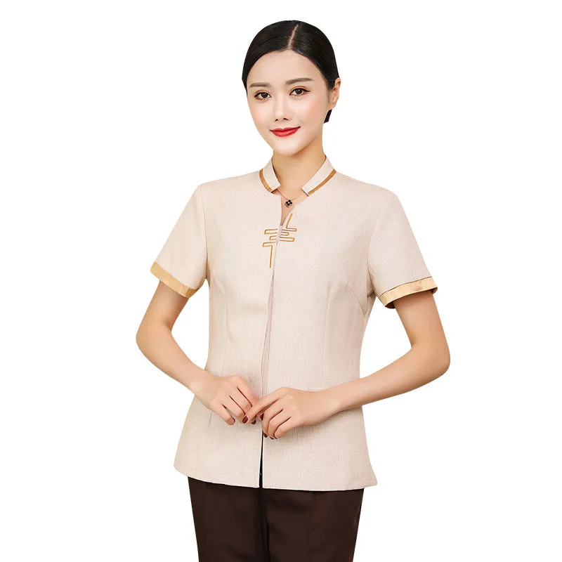 ชุดทําความสะอาดแขนสั้นสําหรับบริการห้องทําความสะอาดโรงแรมชุดทําความสะอาดป้าทําความสะอาดทรัพย์สินสําหรับผู้ชายและ W