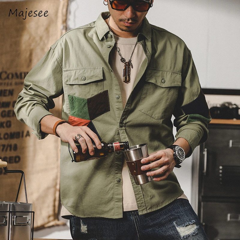 

Safari Style Jackets Men Loose American Retro Handsome Pockets Youthful Hipster Outdoor Sporty Versatile Popular Casual Stylish