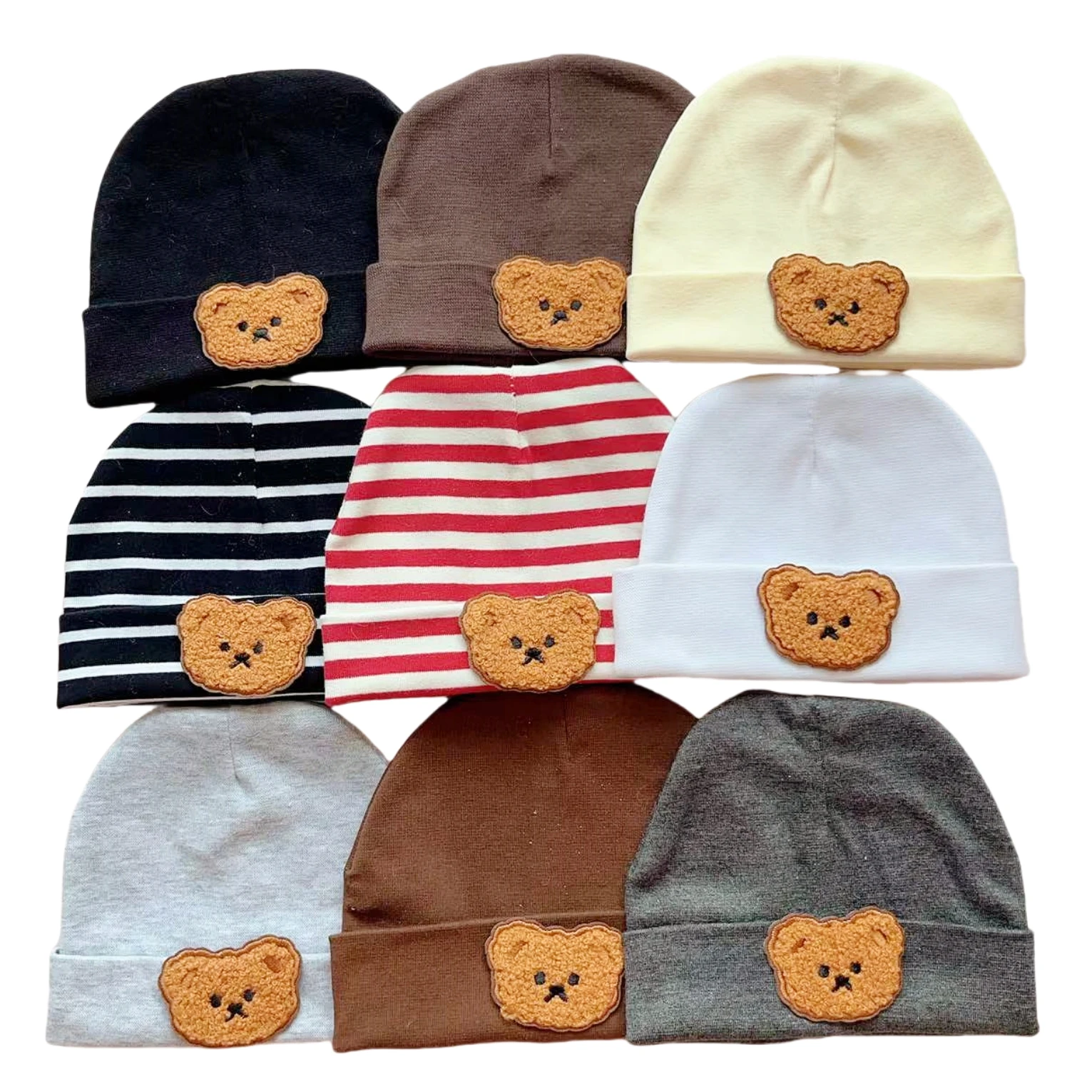 Fashion Cartoon Bear Kids Hats Toddler Baby Boy Girl Infant Cotton Soft Warm Earmuffs Hat Beanies Cap Winter Knitted Newborn Hat