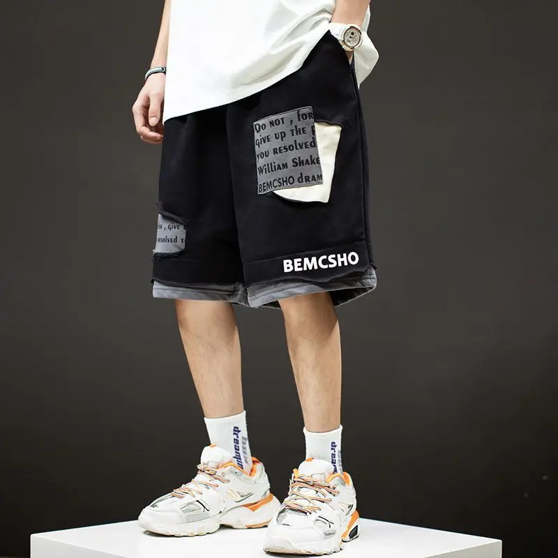 Summer Elegant Fashion Harajuku Slim Fit Ropa Hombre Loose Casual All Match Thin Style Sports Shorts Pockets Wide Leg Pants