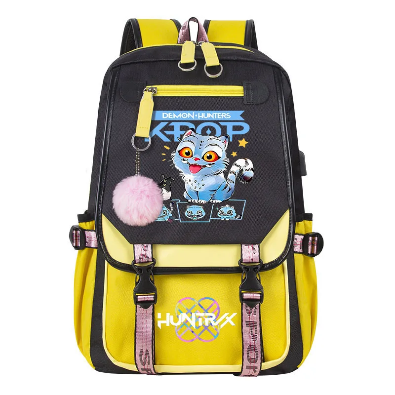 학생용 학교 백팩 K팝 데몬 헌터스 데일리 백팩 2025 핫 무비 프린트 백팩 소녀 소년용 노트북 USB 포트 가방