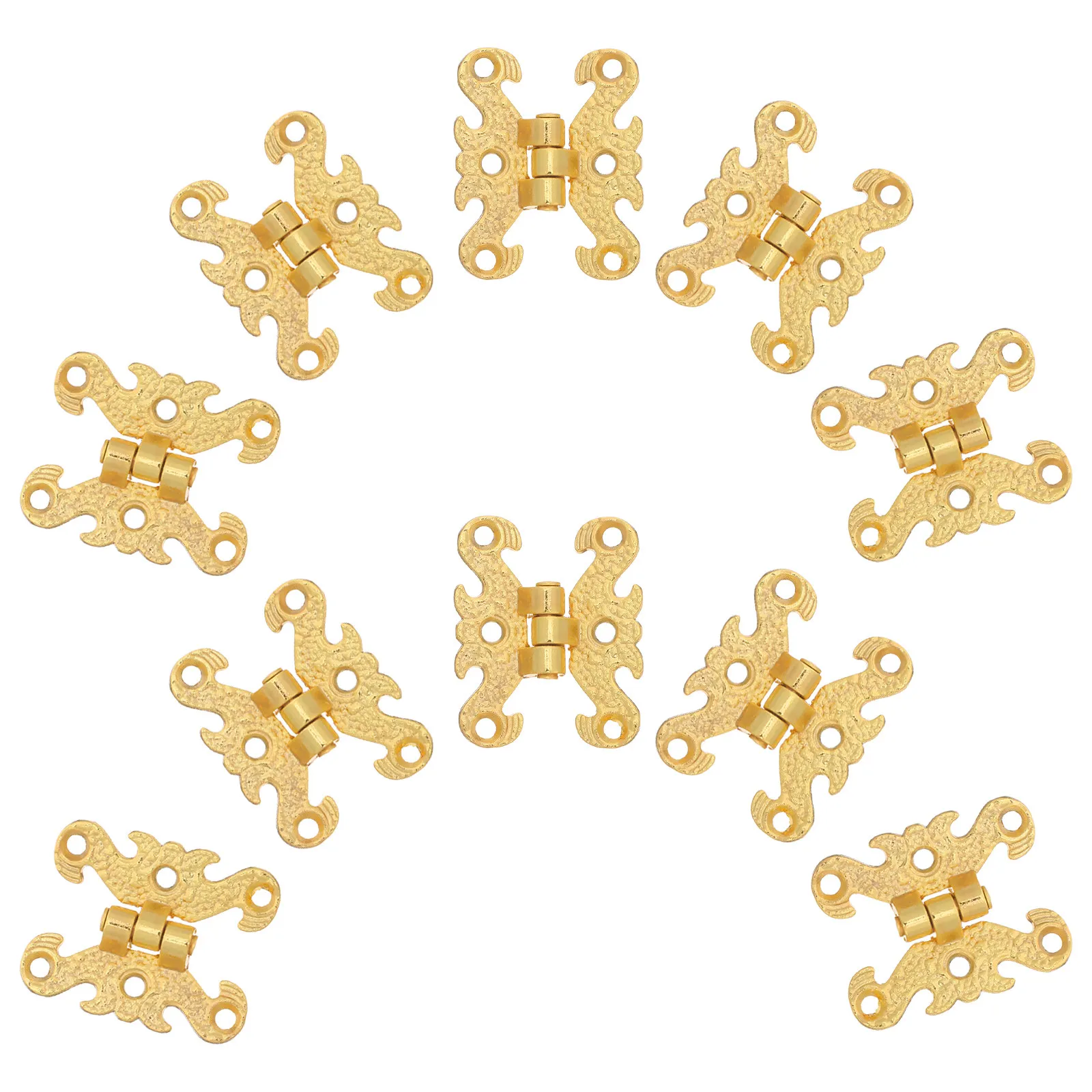 10Pcs Vintage Decorative H-Shape Mini Hinges Zinc Alloy Iron Folding Hinges for Wooden Jewelry Box Chest Case Cabinet