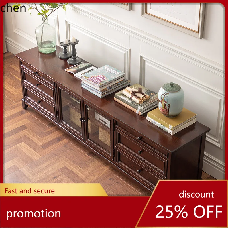 

HT Country Style Simple and Beautiful Retro TV Cabinet and Coffee Table Set Storage Floor Cabinet All Solid Wood Cabinet
