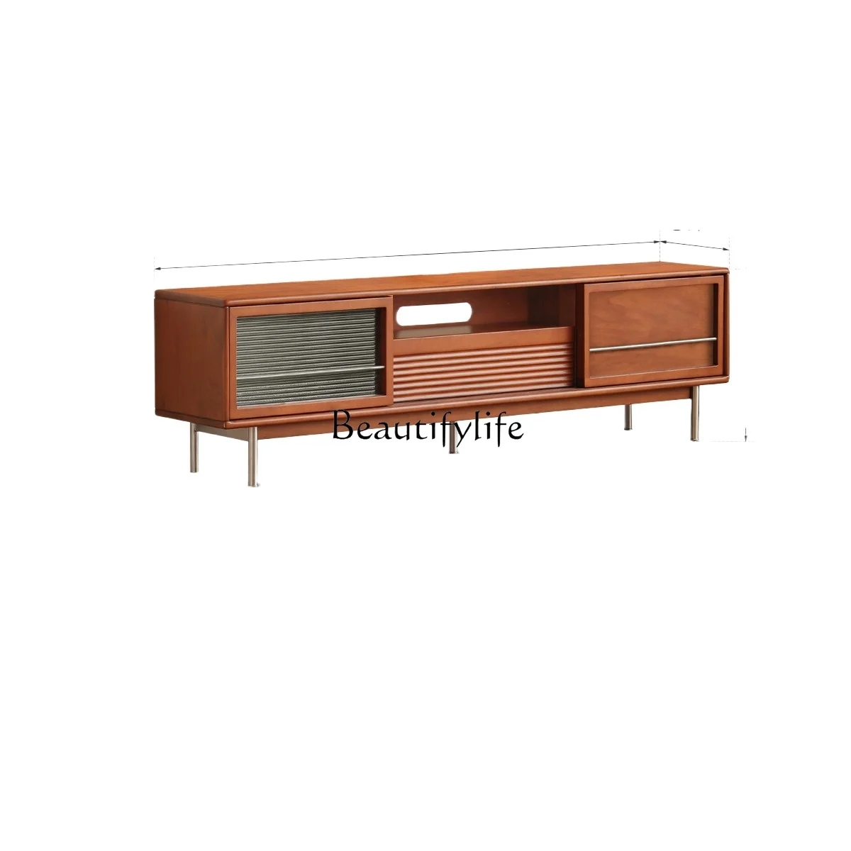 

Solid wood TV cabinet Living room sliding door storage locker Household antique style