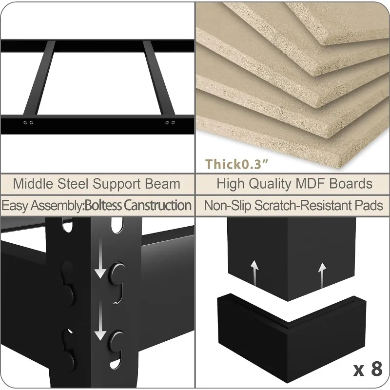 Imagem -03 - Prilinex-prateleiras de Armazenamento Pesado Metal Ajustável Prateleiras de Garagem Camadas 48 w x 24 d x 72 h